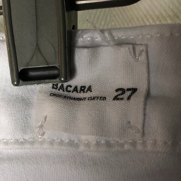 Hudson Jeans Bacara Straight Cuffed Flap Pocket Stretch White Cropped Size 27 - Picture 7 of 10